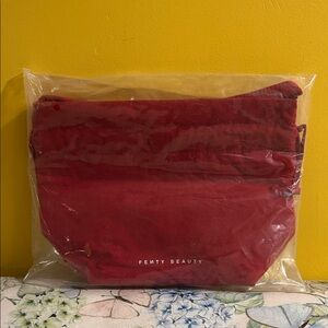 Fenty Beauty Bold Red Cosmetic Bag. NEW IN PACKAGING. Never taken out.